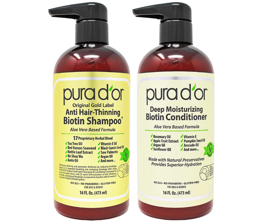 PURA D'OR Anti-Thinning Biotin Shampoo & Conditioner, DHT Blocker Hair Thickening Products For Women & Men