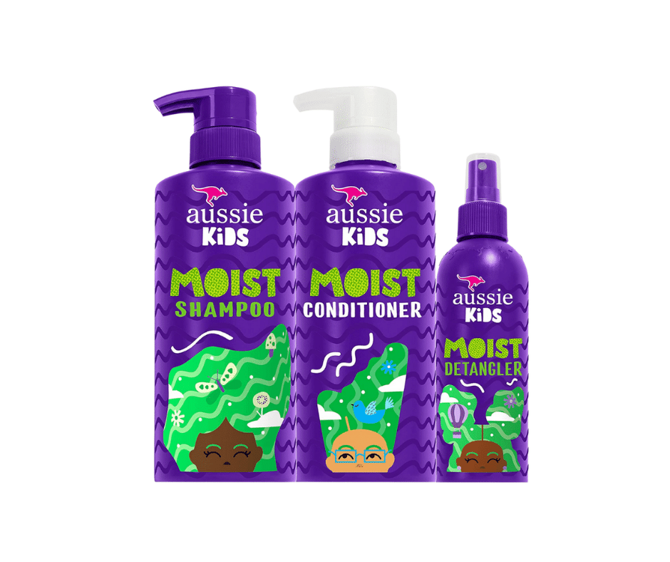 Aussie Kids Shampoo, Conditioner, and Detangler Bundle, Sulfate Free and Paraben Free