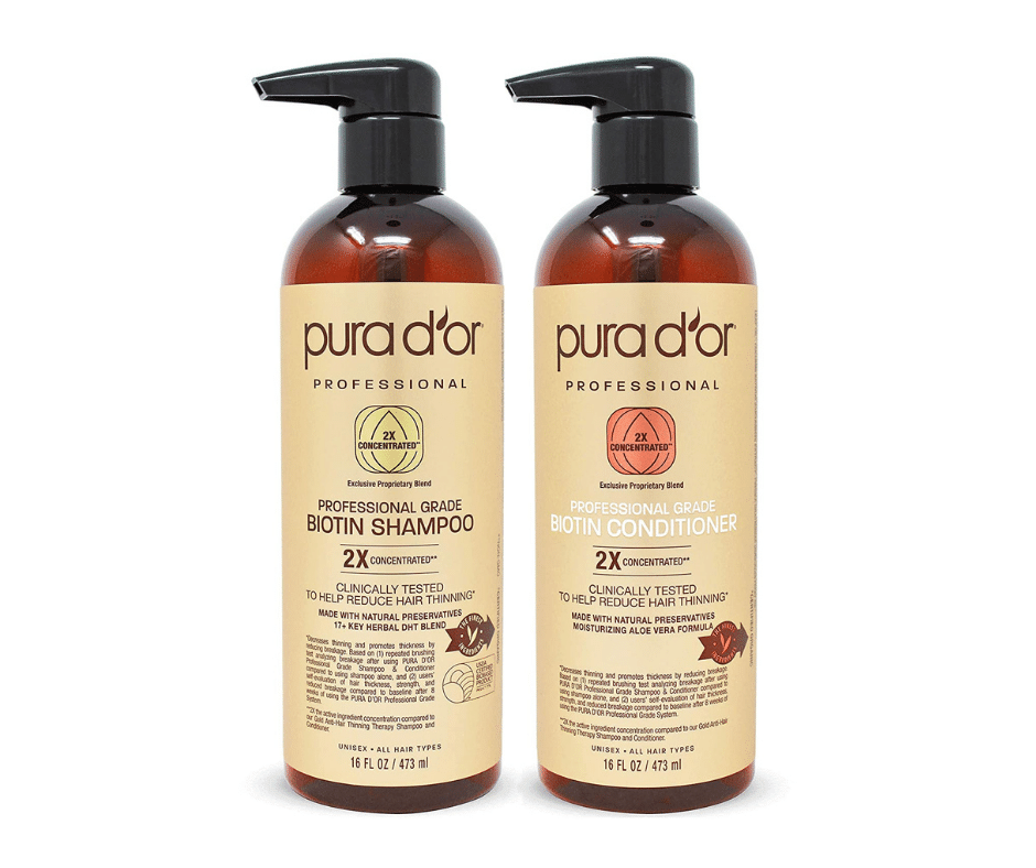 PURA D'OR Anti-Thinning Professional Grade, 2X Concentrated DHT Blocker Hair Thickening Products For Women & Men