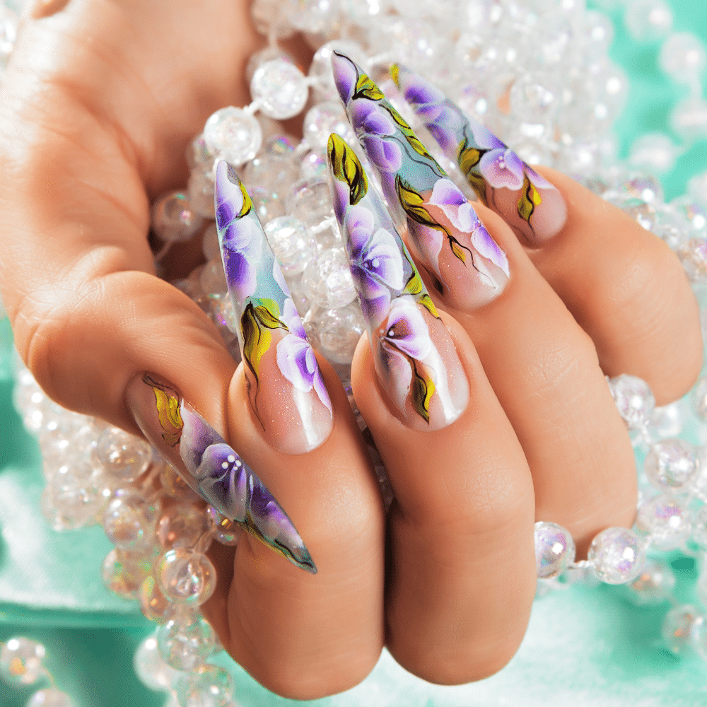 Lavender Nail Design-Floral Style